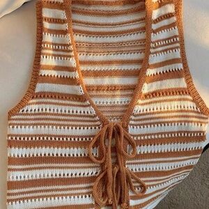 Striped Knit Tie-Front Vest